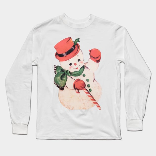 Vintage 50's Snowman Long Sleeve T-Shirt by Eugene and Jonnie Tee's